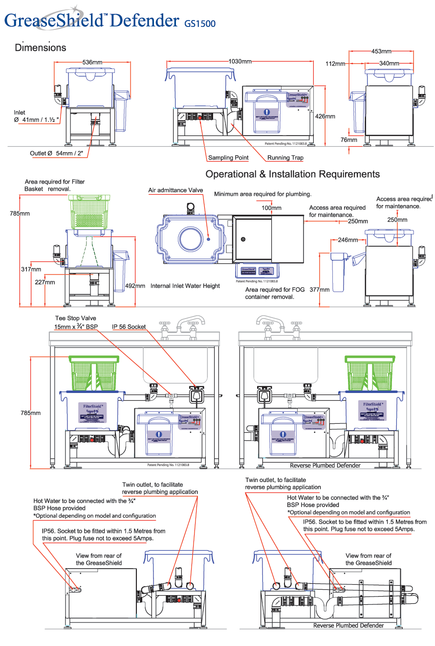 Grease-Shield-Defender-GS1500 Dimensions Grease-Shield-Defender-GS1500 Dimensions